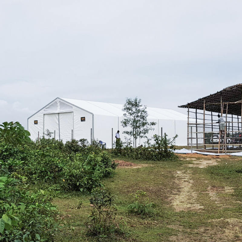 Unidades móveis de armazenamento para tendas de 10x24m, padrão IFRC/CICV/WFP/IOM, resistentes a UV e retardantes de fogo (MSU)
