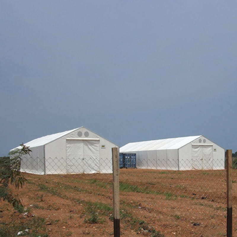 Unidades móveis de armazenamento para tendas de 10x24m, padrão IFRC/CICV/WFP/IOM, resistentes a UV e retardantes de fogo (MSU)