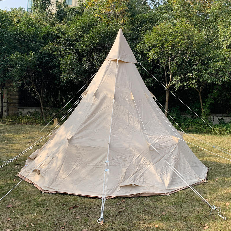 Barraca de lona de acampamento familiar Tipi de pólo único de 4 metros