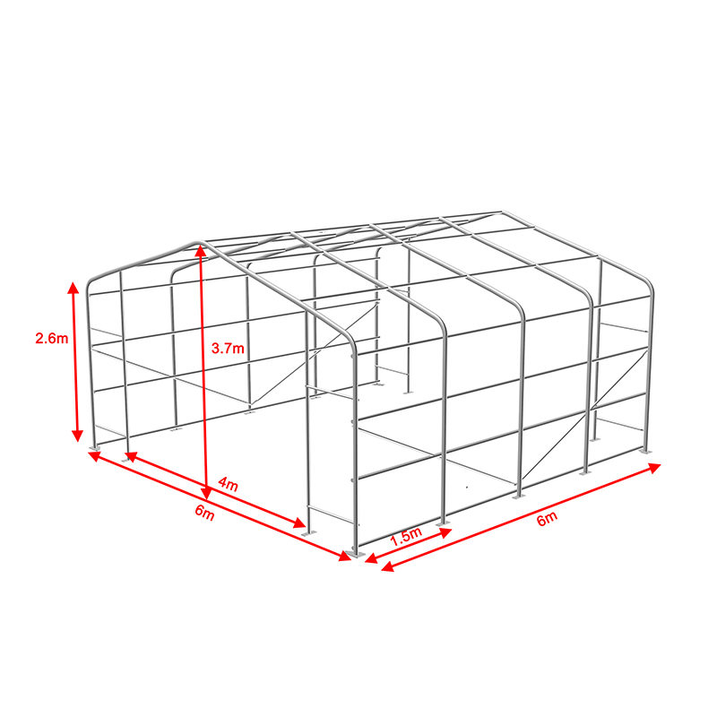 barraca provisória inteiramente galvanizada salão do armazém da estrutura de aço de 6X6 2.6m Sideheight