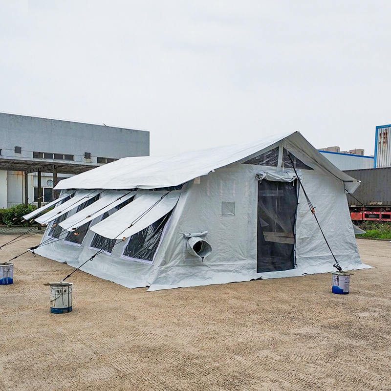 Tenda central multiuso padrão UNICEF de 42m² com cobertura de sombra integrada/removível