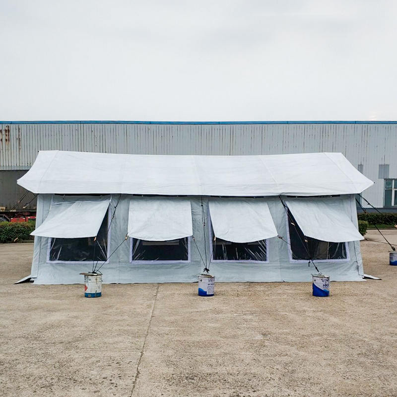 Tenda central multiuso padrão UNICEF de 42m² com cobertura de sombra integrada/removível
