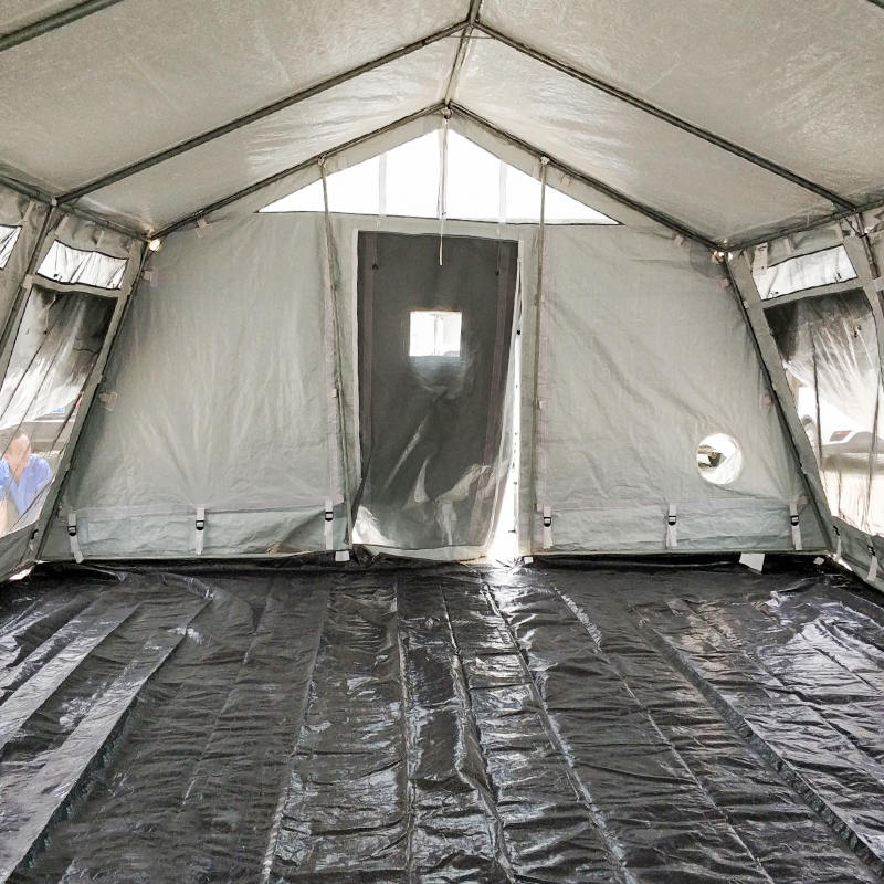 Tenda central multiuso padrão UNICEF de 42m² com cobertura de sombra integrada/removível