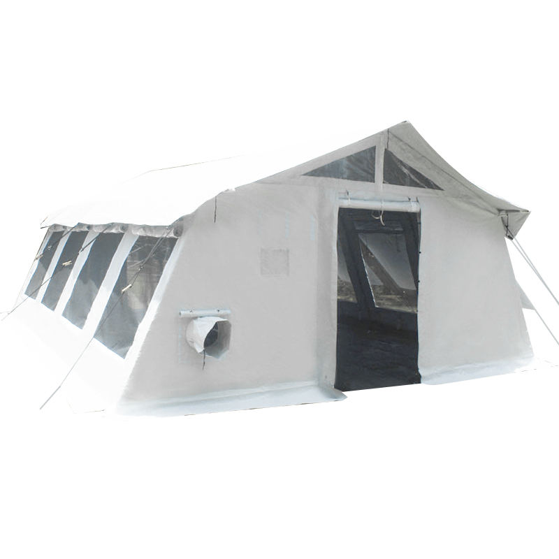 Tenda central multiuso padrão UNICEF de 42m² com cobertura de sombra integrada/removível